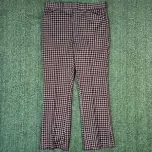 Sears Perma-Prest Trousers Mens 36 Burgundy Houndstooth Excellent Vintage Slacks